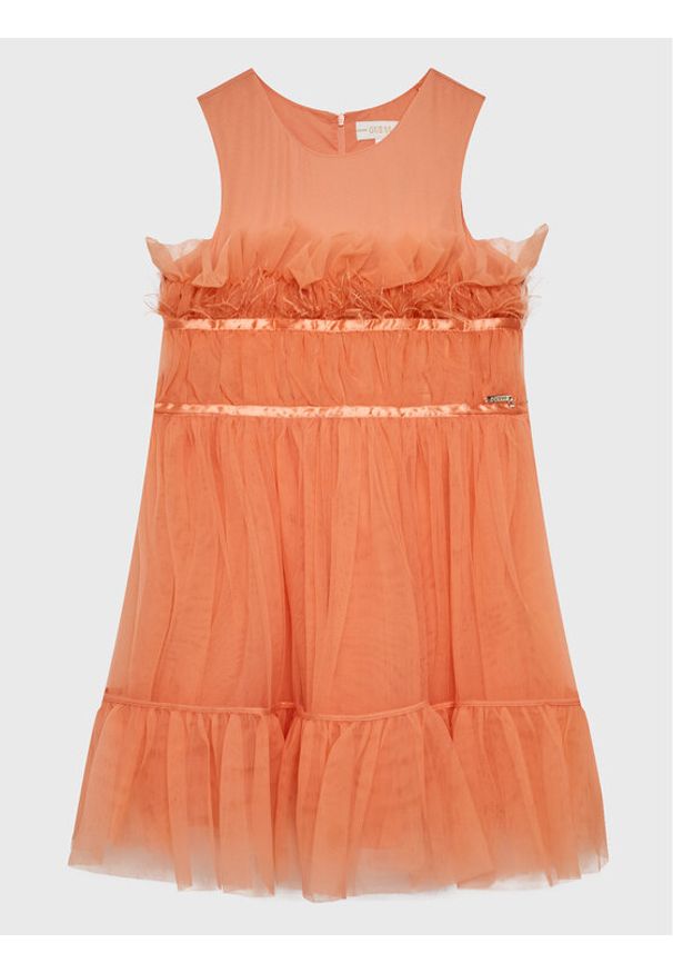 Guess Sukienka elegancka J3RK20 WEEO0 Pomarańczowy Regular Fit. Kolor: pomarańczowy. Materiał: syntetyk. Styl: elegancki