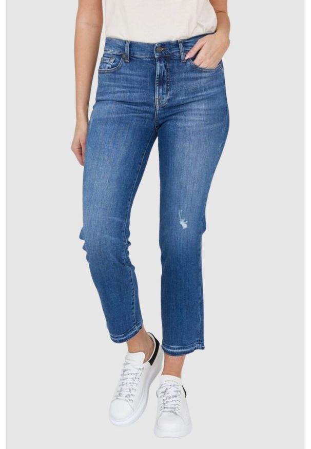 7 FOR ALL MANKIND Niebieskie jeansy damskie THE STRAIGHT CROP SLIM ILLUSION, Rozmiar 28. Kolor: niebieski