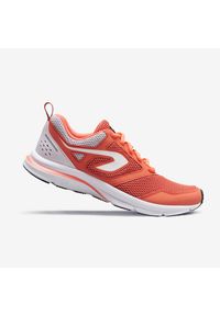 KALENJI - Buty do biegania damskie Kalenji Run Active. Zapięcie: pasek. Kolor: szary, pomarańczowy, wielokolorowy. Materiał: materiał, syntetyk. Wzór: paski. Sport: bieganie #1