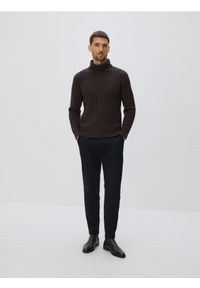 Reserved - Bawełniane spodnie slim fit - czarny. Kolor: czarny. Materiał: bawełna