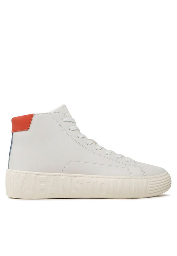 Tommy Jeans Sneakersy Tjm Outsole Mid Cut EM0EM01218 Biały. Kolor: biały. Materiał: skóra