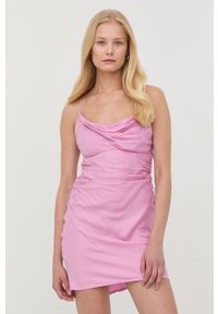For Love & Lemons sukienka kolor fioletowy mini dopasowana. Kolor: fioletowy. Materiał: tkanina. Długość rękawa: na ramiączkach. Typ sukienki: dopasowane. Długość: mini #3