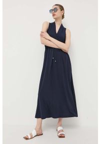 Max Mara Leisure sukienka kolor granatowy maxi rozkloszowana. Kolor: niebieski. Materiał: dzianina. Długość: maxi #1