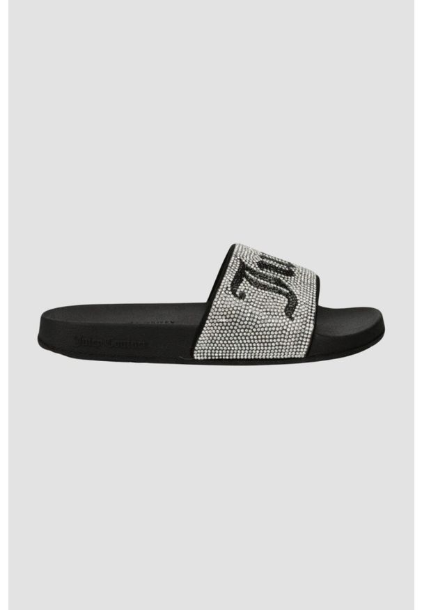 Juicy Couture - JUICY COUTURE Czarne klapki Donna Diamante Slider, Rozmiar 36. Kolor: czarny