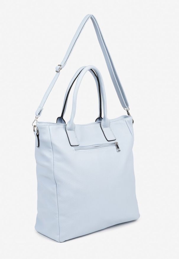 Renee - Niebieska Torebka Typu Shopper z Paskiem Crossbody Zdobiona Aplikacją Idaniela. Kolor: niebieski. Wzór: aplikacja. Dodatki: z aplikacjami. Materiał: zdobione. Styl: elegancki, casual. Rodzaj torebki: na ramię