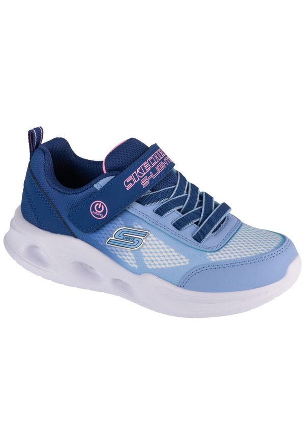 skechers - Buty do chodzenia dla dzieci Skechers Sola Glow. Kolor: niebieski. Materiał: syntetyk, tkanina, materiał. Szerokość cholewki: normalna. Model: Skechers Sport. Sport: turystyka piesza