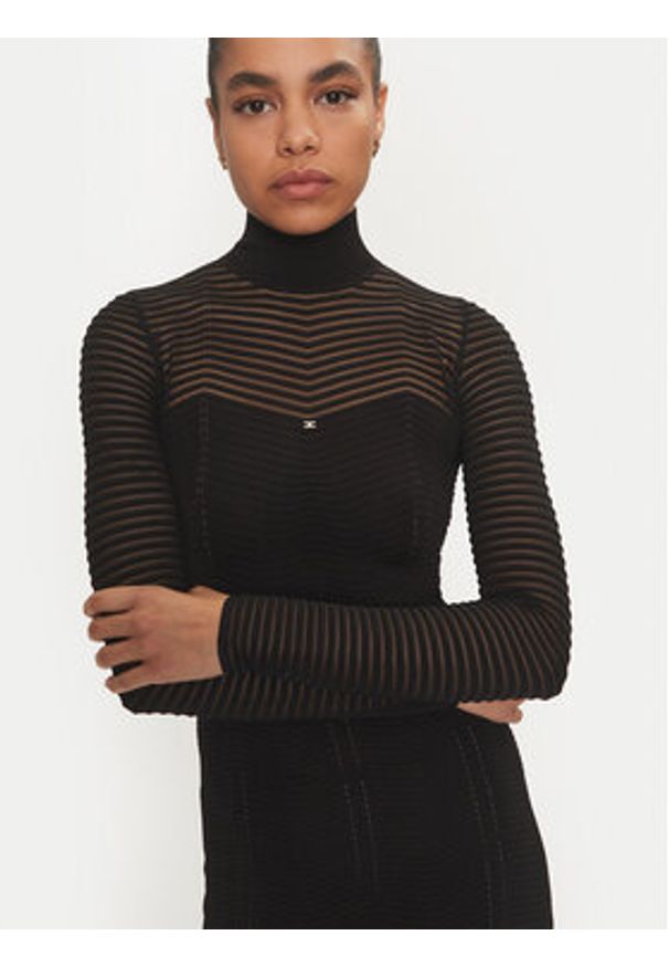 Elisabetta Franchi Sukienka codzienna AM-02B-46E2-V400 Czarny Slim Fit. Okazja: na co dzień. Kolor: czarny. Materiał: syntetyk, wiskoza. Typ sukienki: proste. Styl: casual