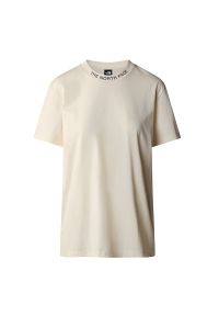 Koszulka The North Face Zumu 0A87DJQLI1 - biała. Kolor: biały. Materiał: bawełna. Długość rękawa: krótki rękaw. Długość: krótkie. Wzór: napisy