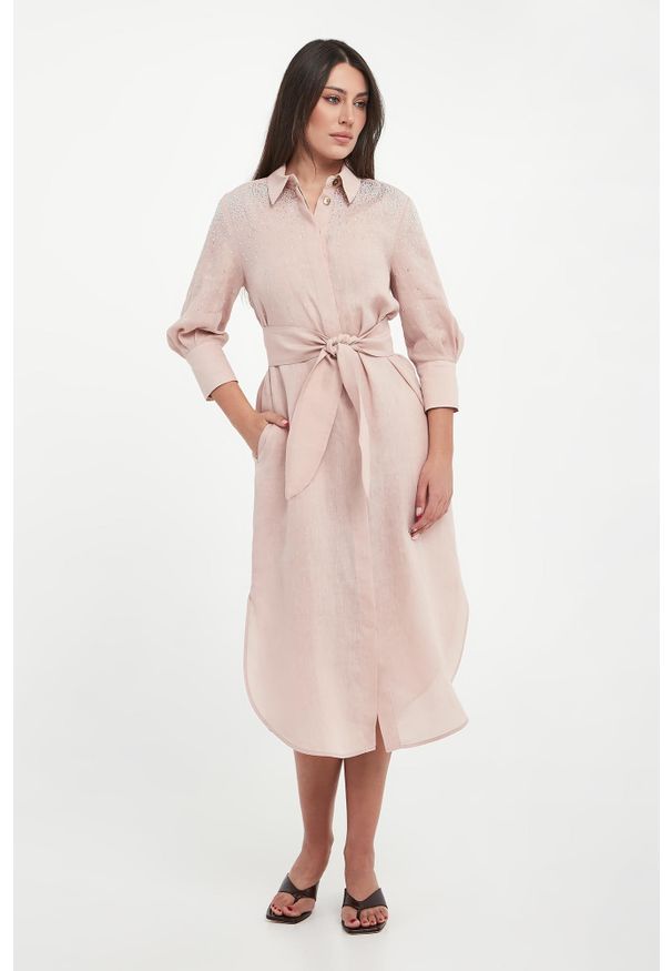 Marella Sport - Sukienka lniana szmizjerka Calle MARELLA SPORT. Materiał: len. Typ sukienki: szmizjerki, sportowe. Styl: sportowy