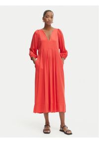 Iconique Sukienka letnia Emma IC26-090 Czerwony Relaxed Fit. Kolor: czerwony. Materiał: wiskoza. Sezon: lato #1