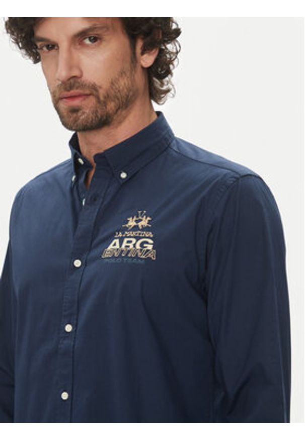 La Martina Koszula Alfred MAC601 PP483 Granatowy Regular Fit. Kolor: niebieski. Materiał: bawełna