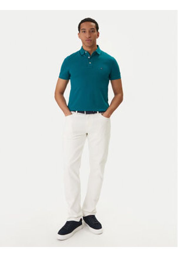 TOMMY HILFIGER - Tommy Hilfiger Polo 1985 MW0MW17771 Zielony Slim Fit. Typ kołnierza: polo. Kolor: zielony. Materiał: bawełna
