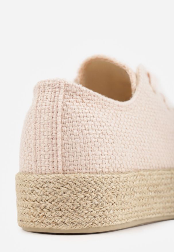 Born2be - Różowe Trampki z Ozdobną Plecionką Filarra. Okazja: na co dzień. Kolor: różowy. Materiał: jeans. Styl: casual