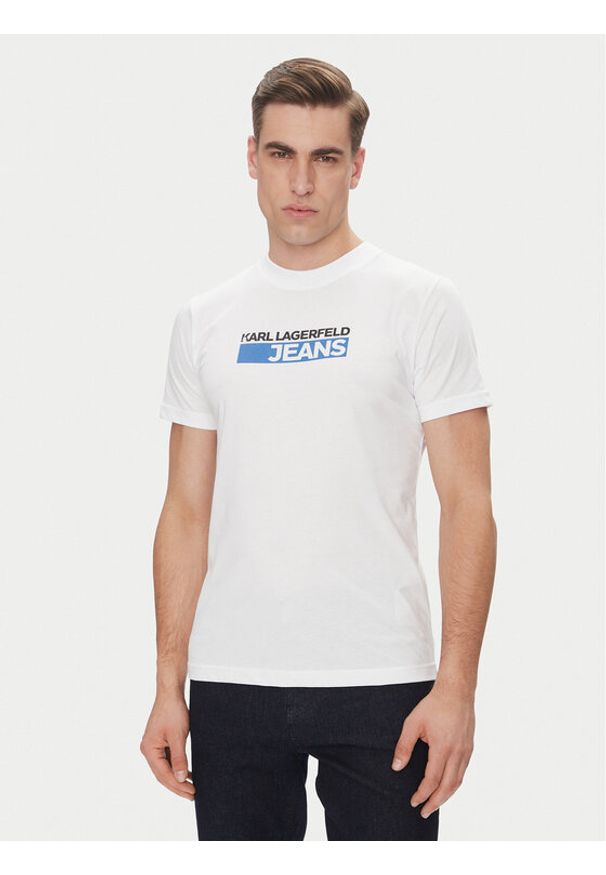 Karl Lagerfeld Jeans T-Shirt A2M17074 Biały Regular Fit. Kolor: biały. Materiał: syntetyk