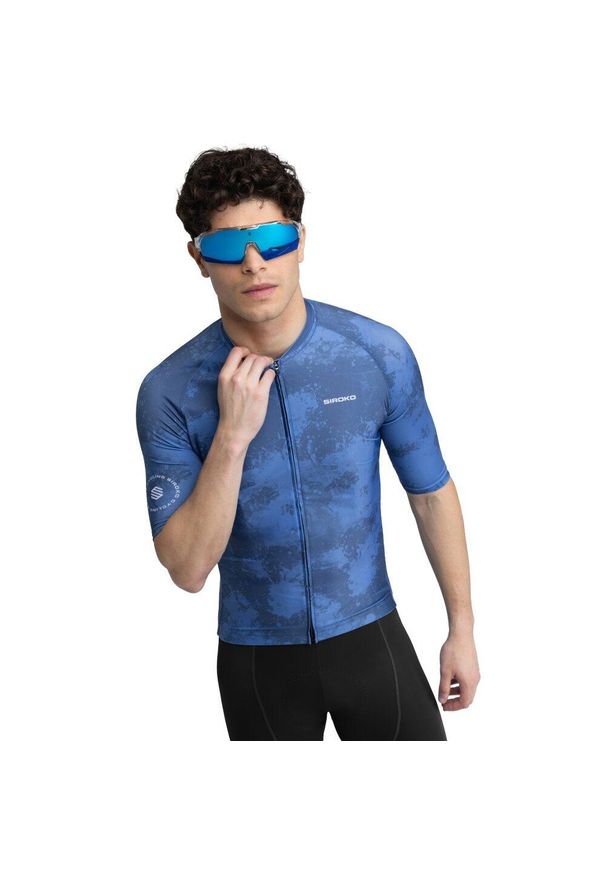 SIROKO - Męska koszulka rowerowa z krótkim rękawem Kolarstwo Siroko M2 Nitro. Kolor: niebieski. Materiał: jersey. Długość rękawa: krótki rękaw. Długość: krótkie. Sport: kolarstwo