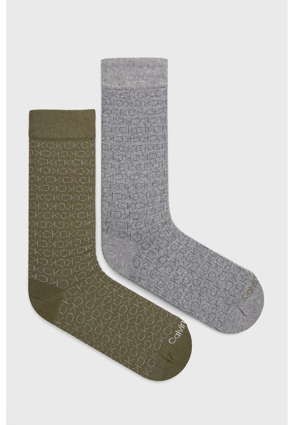 Calvin Klein skarpetki (2-pack) męskie kolor zielony. Kolor: zielony