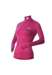 FJORK MERINO - Damski t-shirt z długim rękawem, 100% z wełny merynosów - Bjork 210 Zip. Kolor: różowy. Materiał: wełna. Długość rękawa: długi rękaw. Długość: długie. Sezon: zima. Sport: narciarstwo