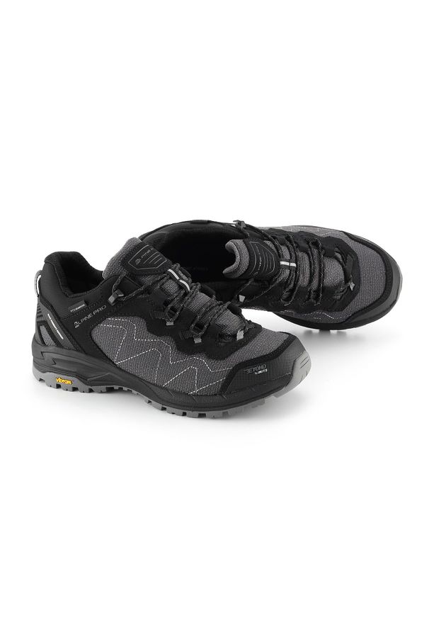 ALPINE PRO - Buty niskie trekkingowe unisex Alpine Pro Ibane 2 Vibram. Kolor: czarny. Materiał: skóra, welur. Styl: sportowy. Sport: turystyka piesza