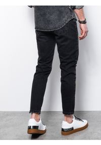 Ombre Clothing - Męskie spodnie jeansowe taper fit z dziurami - czarne V2 P1028 - XXL. Kolor: czarny. Materiał: jeans. Wzór: aplikacja. Styl: vintage, elegancki #2