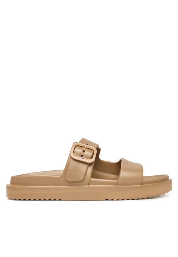 TOMMY HILFIGER - Tommy Hilfiger Klapki Double Strap FW0FW09114 Beżowy. Kolor: beżowy. Materiał: syntetyk