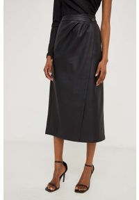 Answear Lab spódnica kolor czarny midi prosta. Stan: podwyższony. Kolor: czarny. Materiał: tkanina. Styl: wakacyjny #3