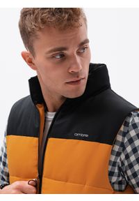 Ombre Clothing - BEZRĘKAWNIK MĘSKI PIKOWANY V63 - - Rozmiar: S/M. Kolor: żółty. Materiał: poliester. Długość rękawa: bez rękawów #4