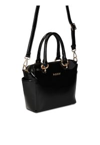 Kazar - Lakierowana czarna torebka do noszenia za uchwyty i na ramieniu. Kolor: czarny. Wzór: aplikacja. Materiał: lakierowane, skórzane. Styl: elegancki, klasyczny. Rodzaj torebki: na ramię #3