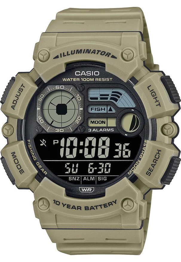 Casio - ZEGAREK MĘSKI CASIO Digital Moonphase WS-1500H-5B + BOX