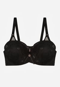 Born2be - Czarny Biustonosz z Koronką i Transparentną Wstawką Heliphine. Kolor: czarny. Materiał: koronka. Wzór: koronka #3