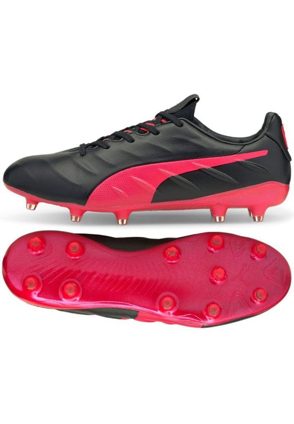 Buty piłkarskie Puma King Platinum 21 FG/AG M 106478 02 czarne czarne. Kolor: czarny. Materiał: materiał, skóra, dzianina. Szerokość cholewki: normalna. Sezon: jesień. Sport: piłka nożna