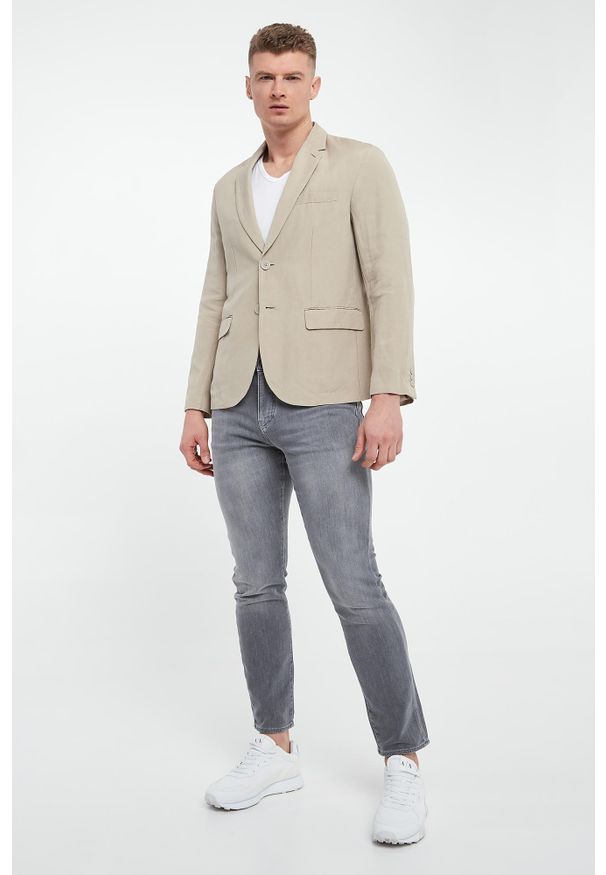 Armani Exchange - Marynarka męska jednorzędowa lniana ARMANI EXCHANGE. Materiał: len