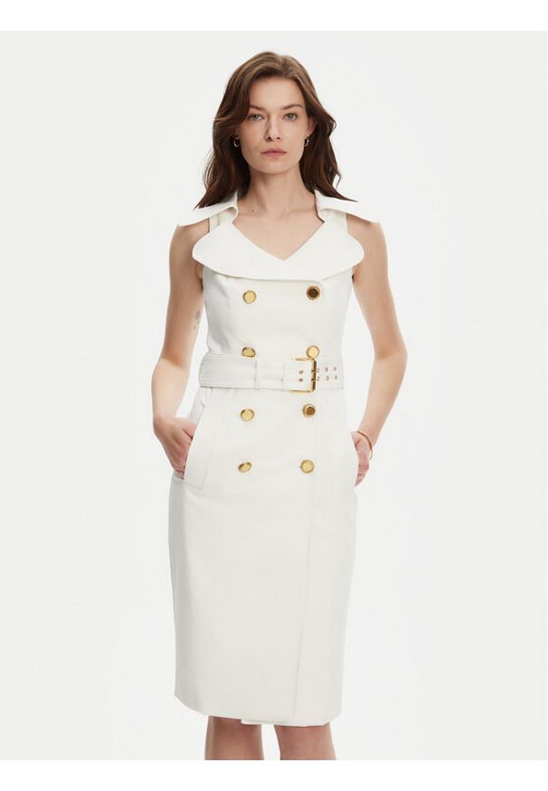 Marciano Guess Sukienka koktajlowa 5YGK37 7311A Biały Regular Fit. Kolor: biały. Materiał: syntetyk, bawełna. Styl: wizytowy