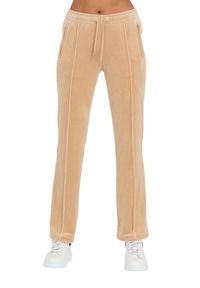 Juicy Couture - JUICY COUTURE Beżowe damskie spodnie dresowe Tina Track Pants, Rozmiar L. Kolor: beżowy. Materiał: dresówka #5