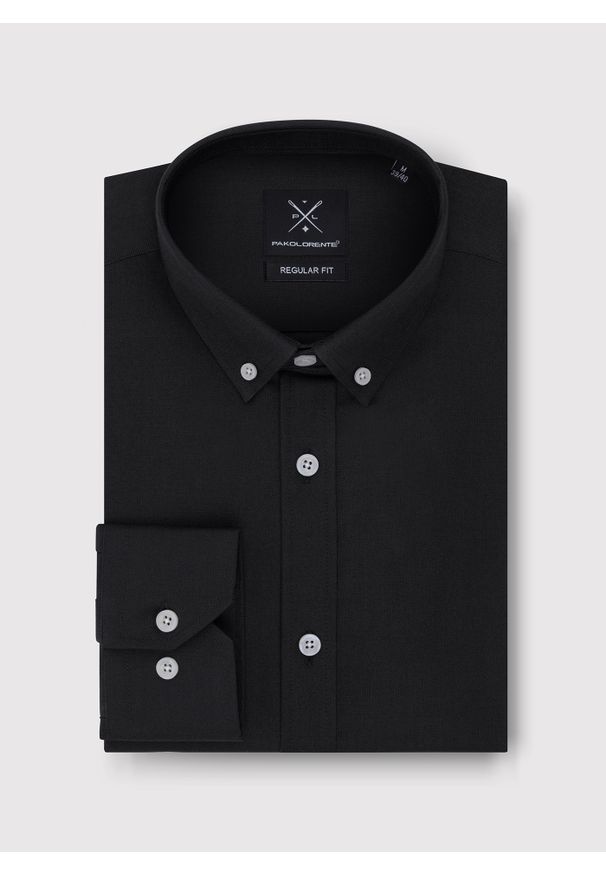 Pako Lorente - PAKO LORENTE – Czarna bawełniana koszula męska. Kolor: zielony, czarny. Materiał: bawełna. Długość rękawa: długi rękaw. Długość: długie. Wzór: gładki