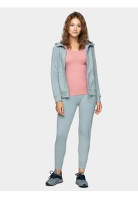 4f - Bluza dresowa rozpinana z kapturem damska. Okazja: na co dzień. Typ kołnierza: kaptur. Kolor: niebieski. Materiał: dresówka, bawełna, dzianina. Styl: sportowy, wizytowy, casual. Sport: fitness #2