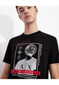 Armani Exchange - ARMANI EXCHANGE - Czarny T-shirt z nadrukiem. Okazja: na co dzień. Kolor: czarny. Materiał: jeans, bawełna. Wzór: nadruk. Styl: klasyczny, casual #6