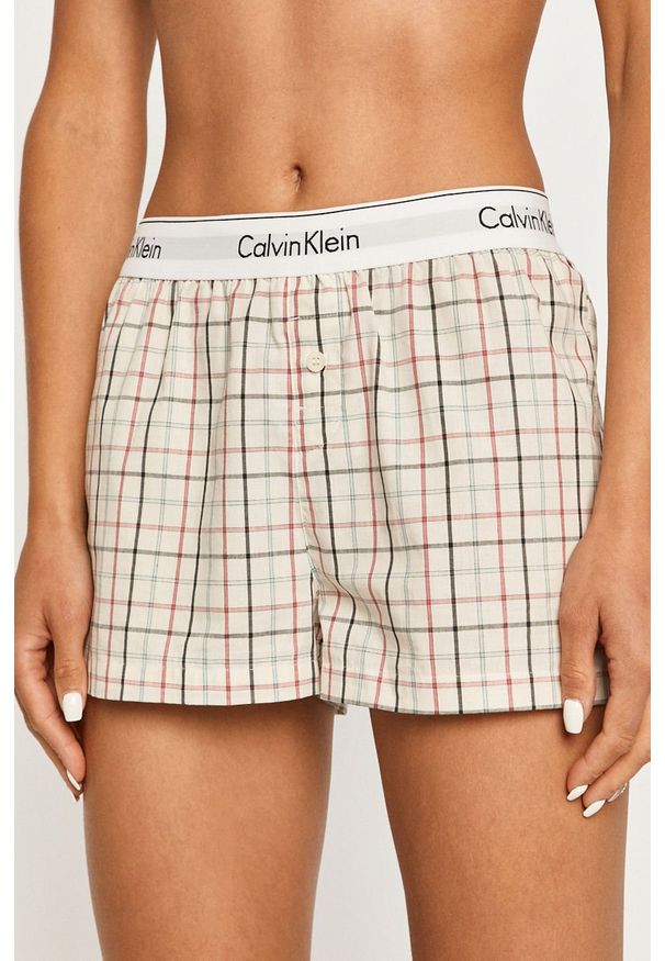 Calvin Klein Underwear - Szorty piżamowe. Kolor: biały. Materiał: bawełna, materiał, elastan, tkanina, nylon, poliester. Wzór: gładki