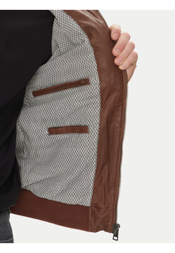 Serge Pariente Kurtka skórzana Tornade Brązowy Regular Fit. Kolor: brązowy. Materiał: skóra