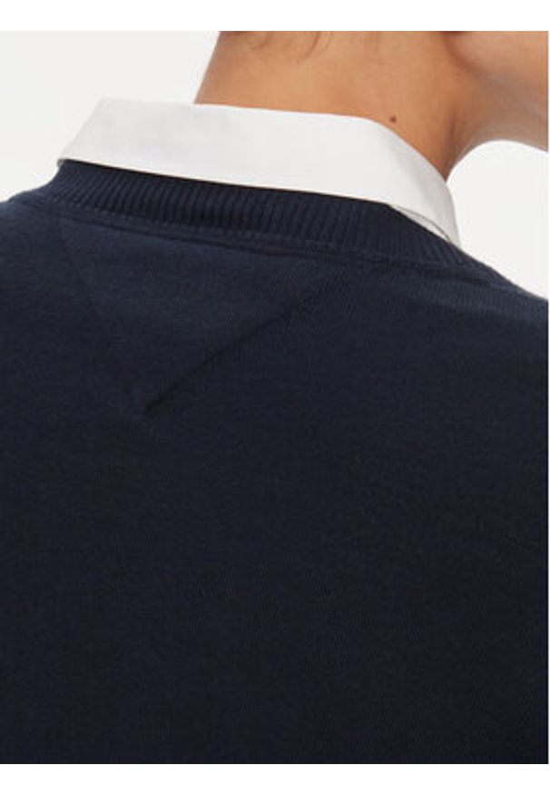 Tommy Jeans Sweter Essential DW0DW17254 Granatowy Regular Fit. Kolor: niebieski. Materiał: bawełna, wiskoza