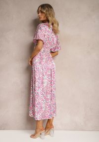 Renee - Fioletowa Sukienka o Rozkloszowanym Kroju z Ozdobnym Pasem w Talii Dovbia. Kolor: fioletowy. Typ sukienki: rozkloszowane. Styl: elegancki #4