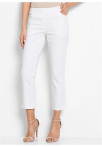 bonprix - Spodnie bez zamka w talii 7/8. Kolor: biały. Styl: elegancki #1