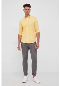 Polo Ralph Lauren Koszula bawełniana męska kolor żółty regular z kołnierzykiem button-down. Okazja: na co dzień. Typ kołnierza: polo, button down. Kolor: żółty. Materiał: bawełna. Długość rękawa: długi rękaw. Długość: długie. Wzór: aplikacja. Styl: casual #5