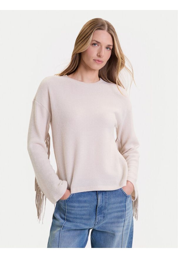 only - ONLY Sweter Jake 15355819 Beżowy Regular Fit. Kolor: beżowy. Materiał: syntetyk