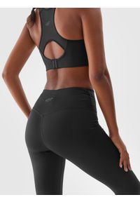4f - 4F Legginsy treningowe z wysokim stanem damskie - czarne XS. Stan: podwyższony. Kolor: czarny. Materiał: włókno, elastan, dzianina, materiał, poliester. Wzór: gładki, jednolity, ze splotem. Sport: fitness