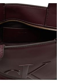 Calvin Klein Torebka Bold Ck Small Tote With Strap LV04F3219G Bordowy. Kolor: czerwony. Materiał: skórzane #3