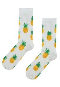 His Story - Skarpetki Bawełniane - Tematyczne - Białe w Ananasy. Kolor: wielokolorowy. Materiał: elastan, bawełna, poliamid #3