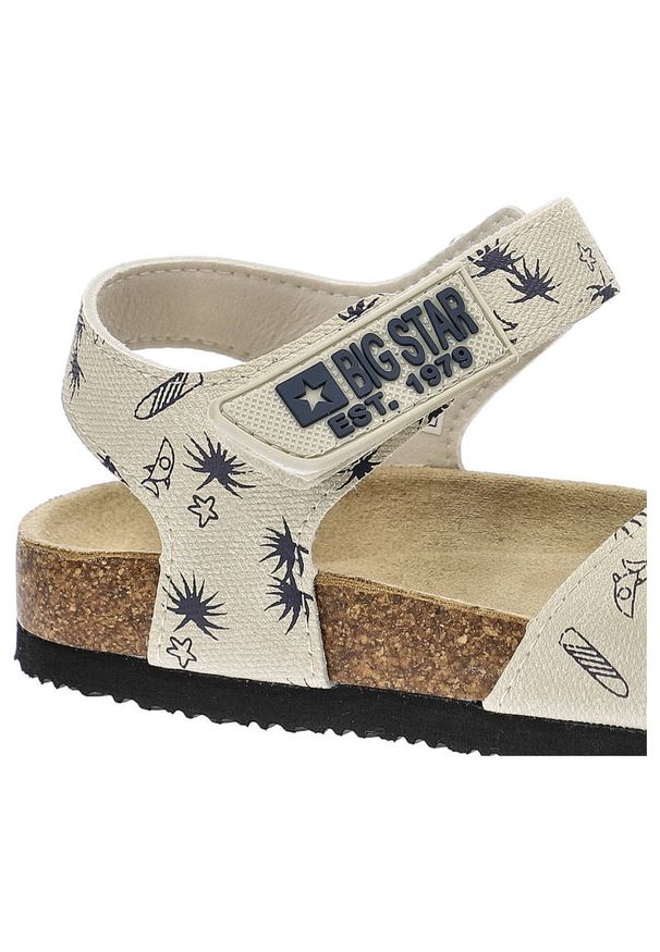 Big-Star - Beżowe Sandały Big Star Wygodne Dziecięce Buty. Okazja: na co dzień, na spacer. Zapięcie: rzepy. Kolor: beżowy. Materiał: skóra ekologiczna, materiał. Wzór: aplikacja, nadruk. Styl: wakacyjny, młodzieżowy, casual