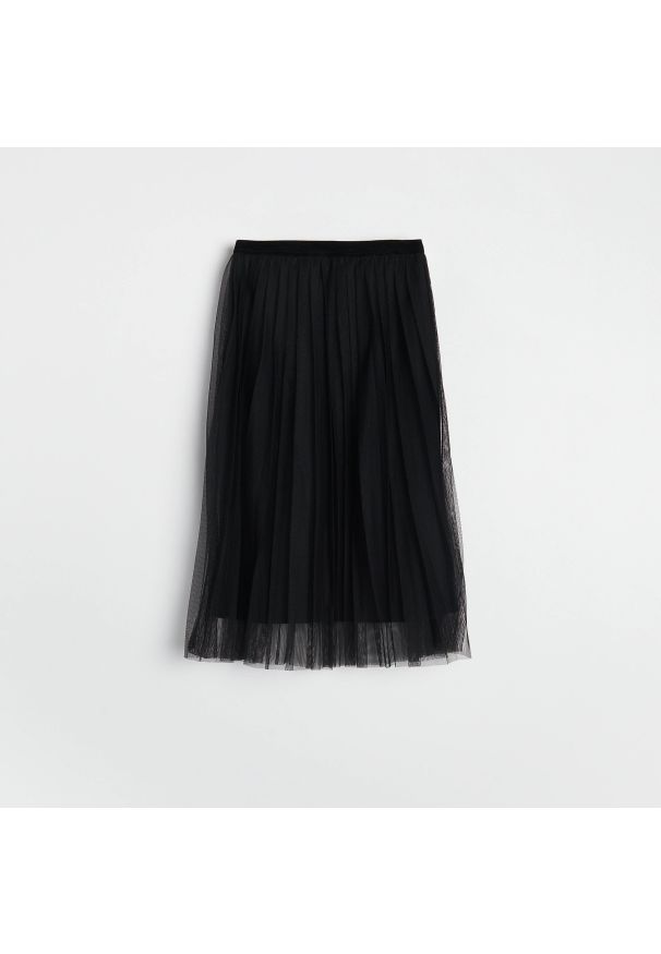 Reserved - Plisowana spódnica midi - Czarny. Kolor: czarny