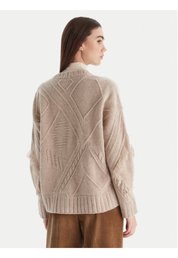Weekend Max Mara Kardigan Stallo 2525346052 Beżowy Regular Fit. Kolor: beżowy. Materiał: wełna