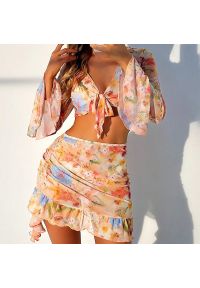 Intica - Zestaw plażowy damski z falbanami idealny na lato Belva. Kolor: wielokolorowy. Materiał: materiał #5